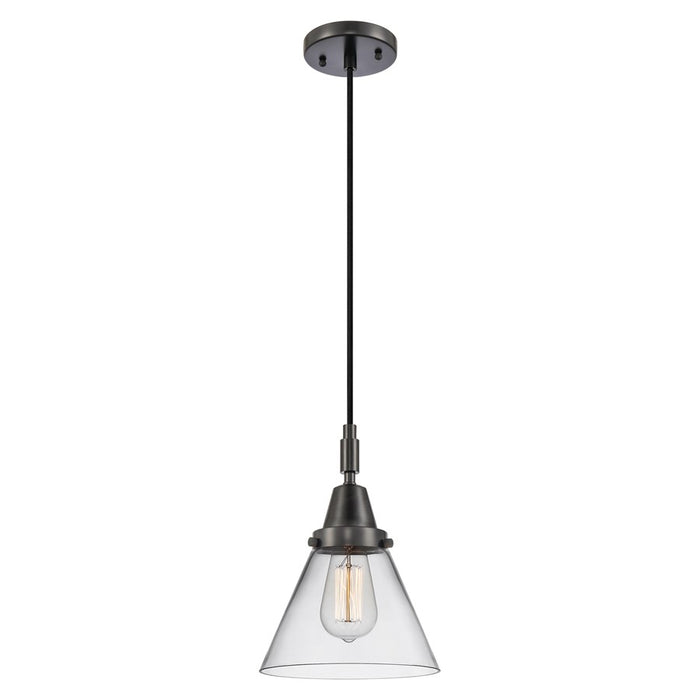 Innovations Caden Cone 1Lt 8" Cord Mini Pendant, Black/Clear - 447-1P-BK-G42