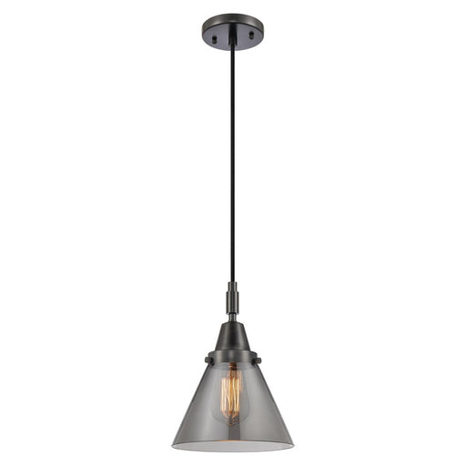 Innovations Caden Cone 1Lt 8" Cord Mini Pendant, Black/Smoke - 447-1P-BK-G43