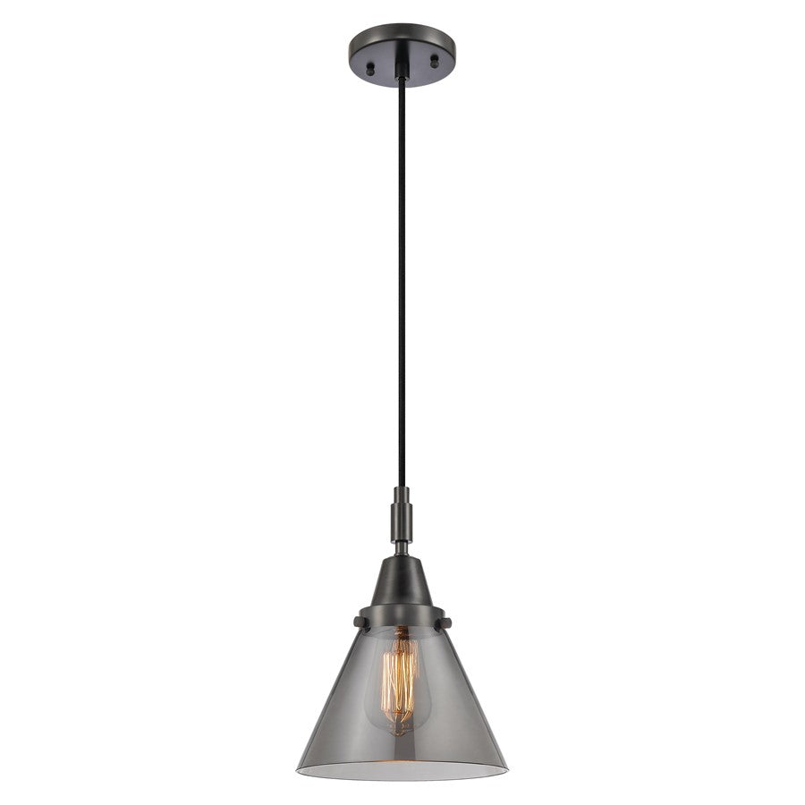 Innovations Caden Cone 1Lt 8" Cord Mini Pendant, Black/Smoke - 447-1P-BK-G43
