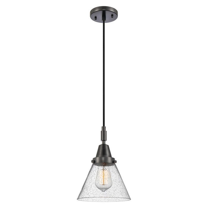 Innovations Caden Cone 1Lt 8" Cord Mini Pendant, Black/Seedy - 447-1P-BK-G44