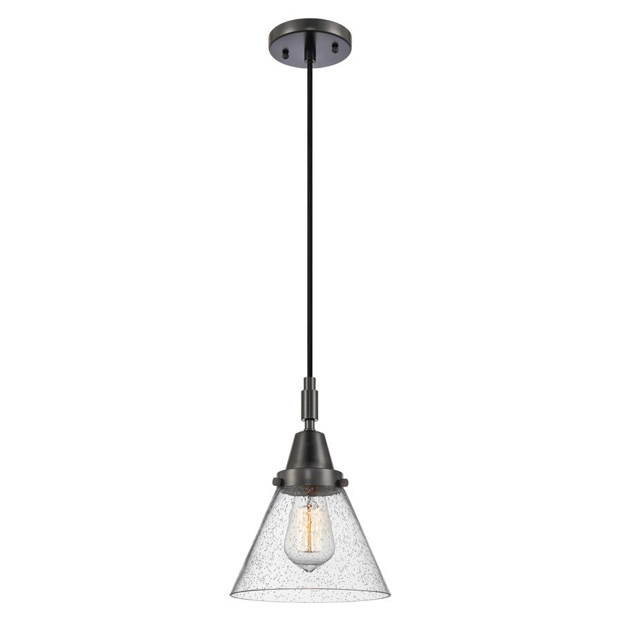Innovations Caden Cone 1Lt 8" Cord Mini Pendant, Black/Seedy - 447-1P-BK-G44