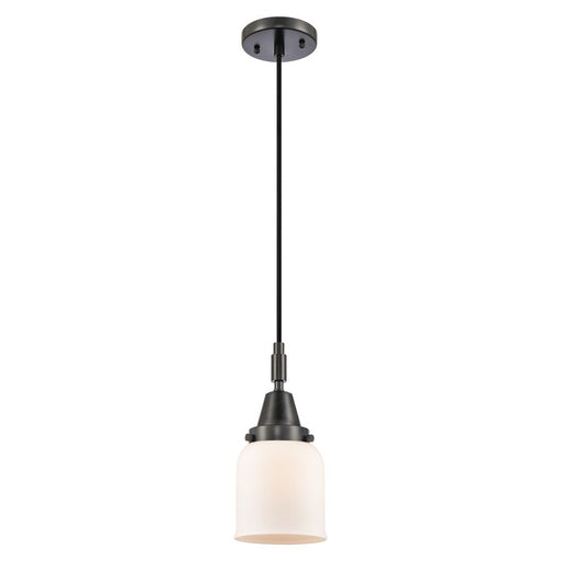 Innovations Caden Bell 1Lt 5" Cord Mini Pendant, Black/White - 447-1P-BK-G51