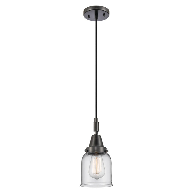 Innovations Caden Bell 1Lt 5" Cord Mini Pendant, Black/Clear - 447-1P-BK-G52