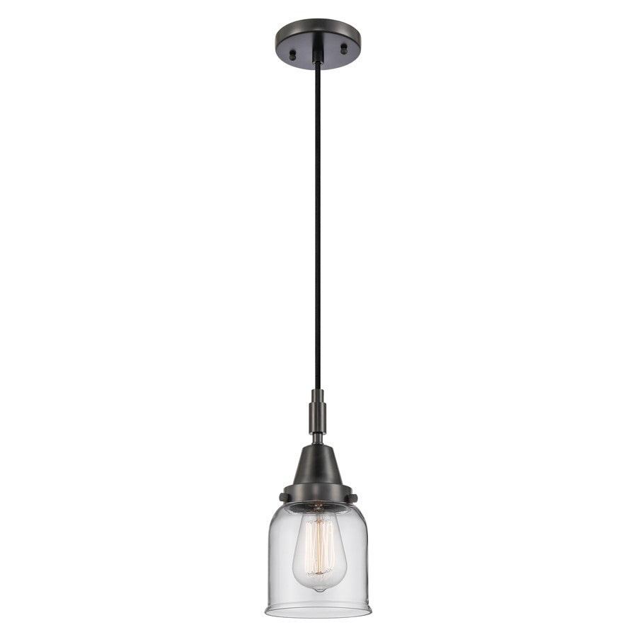 Innovations Caden Bell 1Lt 5" Cord Mini Pendant, Black/Clear - 447-1P-BK-G52