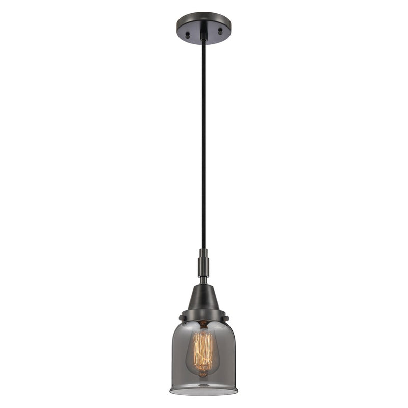Innovations Caden Bell 1Lt 5" Cord Mini Pendant, Black/Smoke - 447-1P-BK-G53