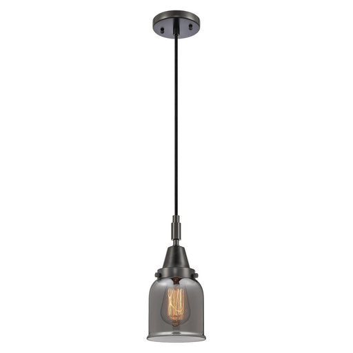 Innovations Caden Bell 1Lt 5" Cord Mini Pendant, Black/Smoke - 447-1P-BK-G53