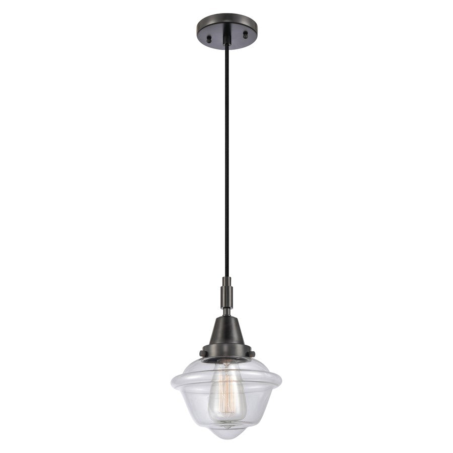 Innovations Caden Oxford 1Lt 7" Cord Mini Pendant, Black/Clear - 447-1P-BK-G532