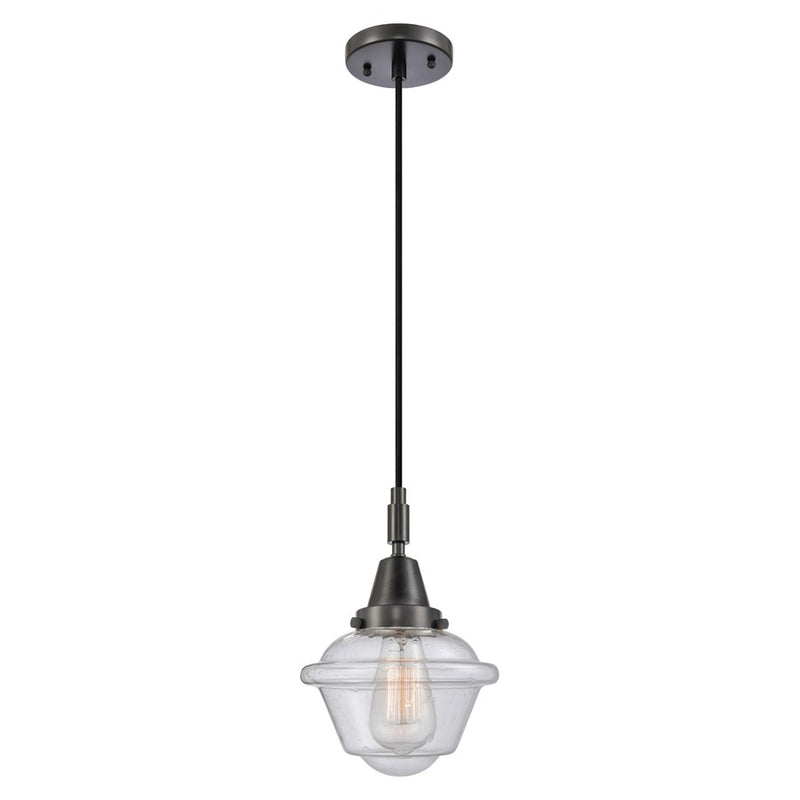 Innovations Caden Oxford 1Lt 7" Cord Mini Pendant, Black/Seedy - 447-1P-BK-G534