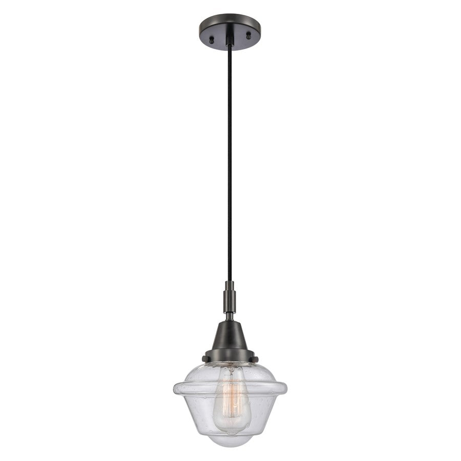 Innovations Caden Oxford 1Lt 7" Cord Mini Pendant, Black/Seedy - 447-1P-BK-G534