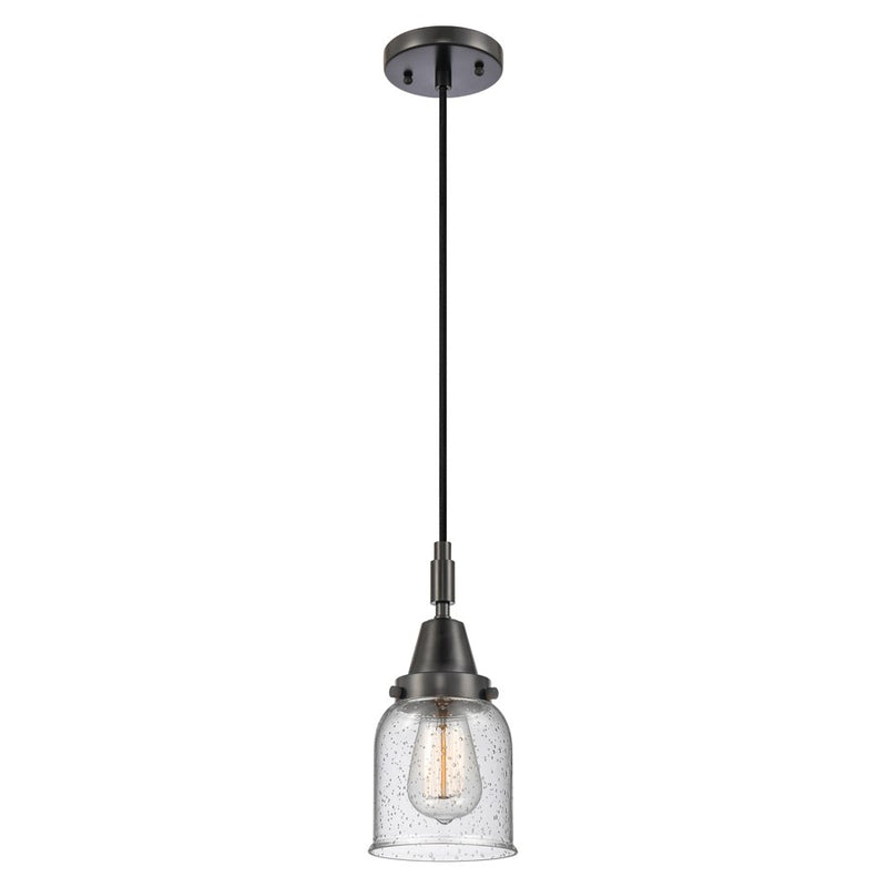 Innovations Caden Bell 1Lt 5" Cord Mini Pendant, Black/Seedy - 447-1P-BK-G54