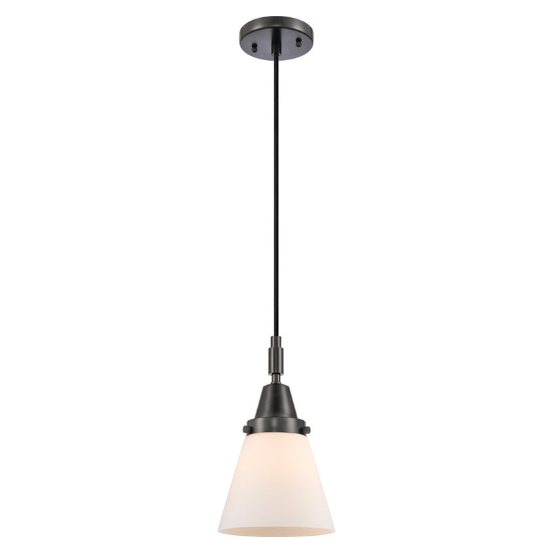 Innovations Caden Cone 1Lt 6" Cord Mini Pendant, Black/White - 447-1P-BK-G61