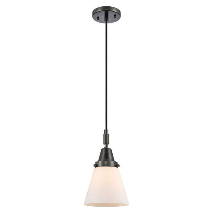 Innovations Caden Cone 1Lt 6" Cord Mini Pendant, Black/White - 447-1P-BK-G61