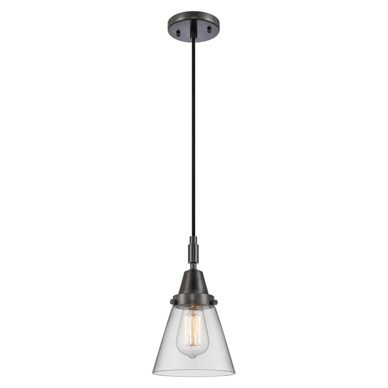 Innovations Caden Cone 1Lt 6" Cord Mini Pendant, Black/Clear - 447-1P-BK-G62