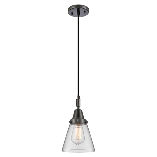 Innovations Caden Cone 1Lt 6" Cord Mini Pendant, Black/Clear - 447-1P-BK-G62