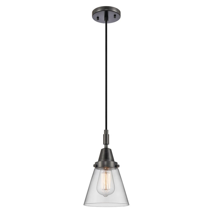 Innovations Caden Cone 1Lt 6" Cord Mini Pendant, Black/Clear - 447-1P-BK-G62