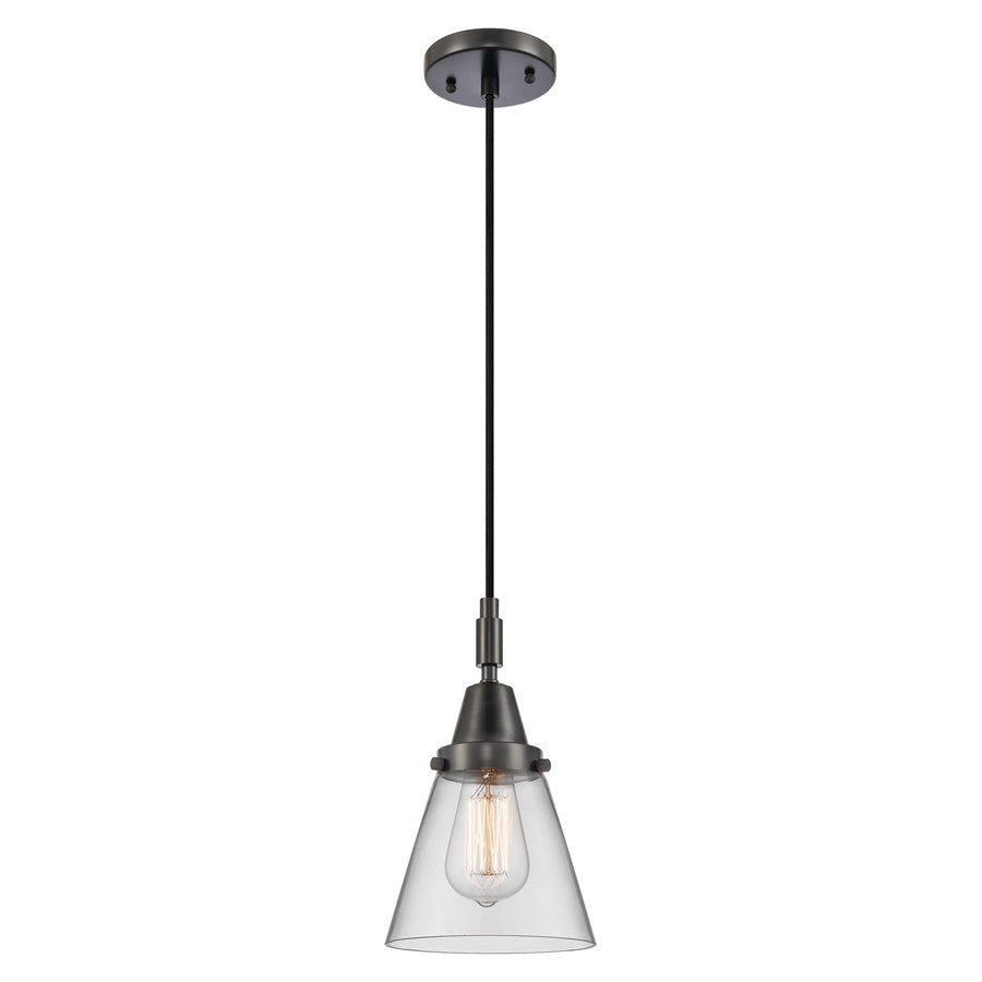 Innovations Caden Cone 1Lt 6" Cord Mini Pendant, Black/Clear - 447-1P-BK-G62