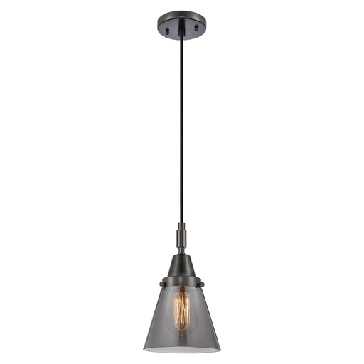 Innovations Caden Cone 1Lt 6" Cord Mini Pendant, Black/Smoke - 447-1P-BK-G63