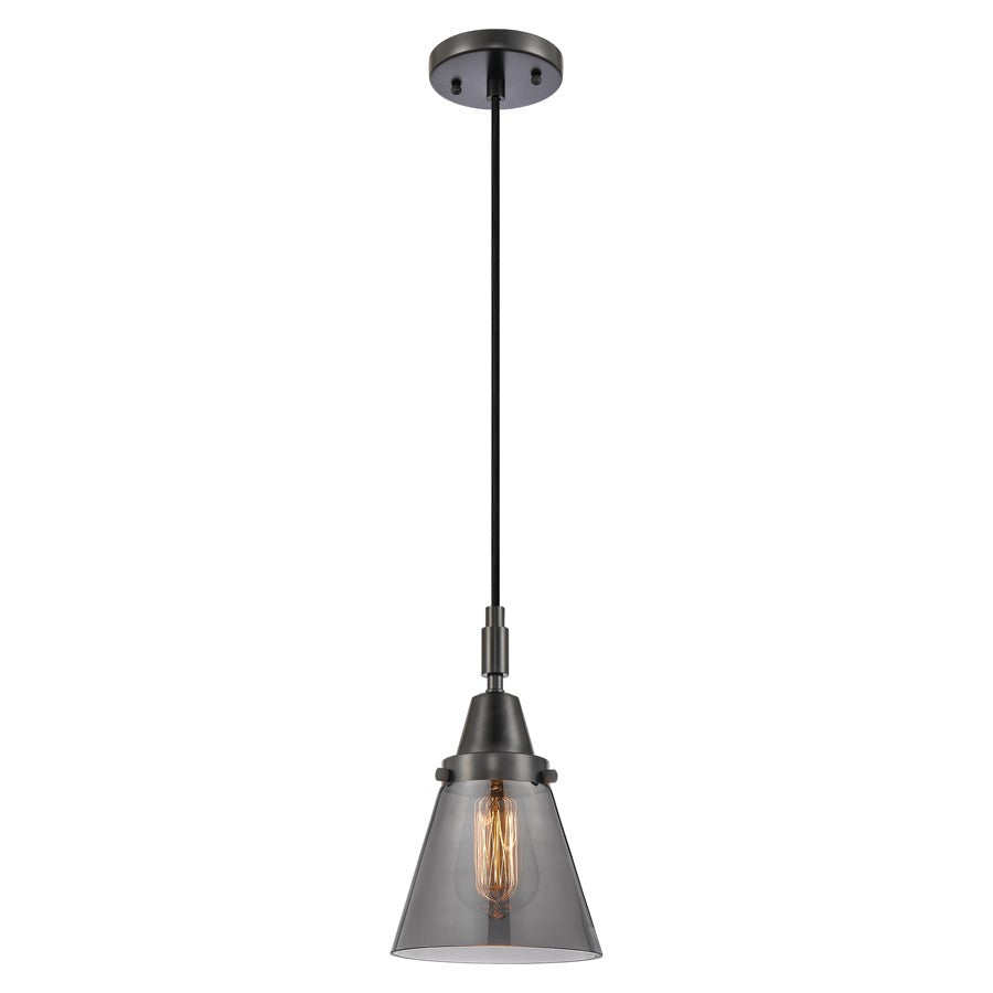 Innovations Caden Cone 1Lt 6" Cord Mini Pendant, Black/Smoke - 447-1P-BK-G63