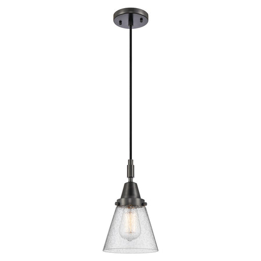 Innovations Caden Cone 1Lt 6" Cord Mini Pendant, Black/Seedy - 447-1P-BK-G64