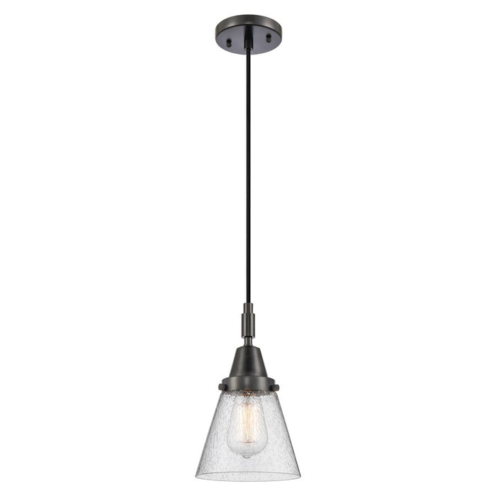 Innovations Caden Cone 1Lt 6" Cord Mini Pendant, Black/Seedy - 447-1P-BK-G64