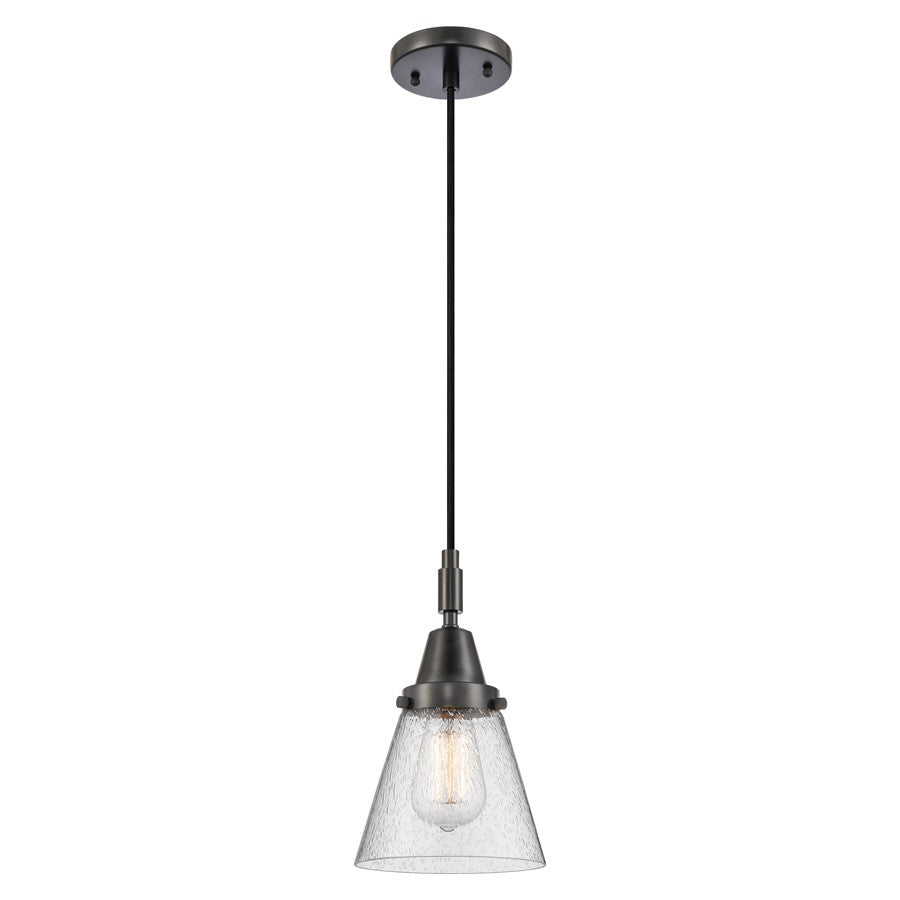 Innovations Caden Cone 1Lt 6" Cord Mini Pendant, Black/Seedy - 447-1P-BK-G64