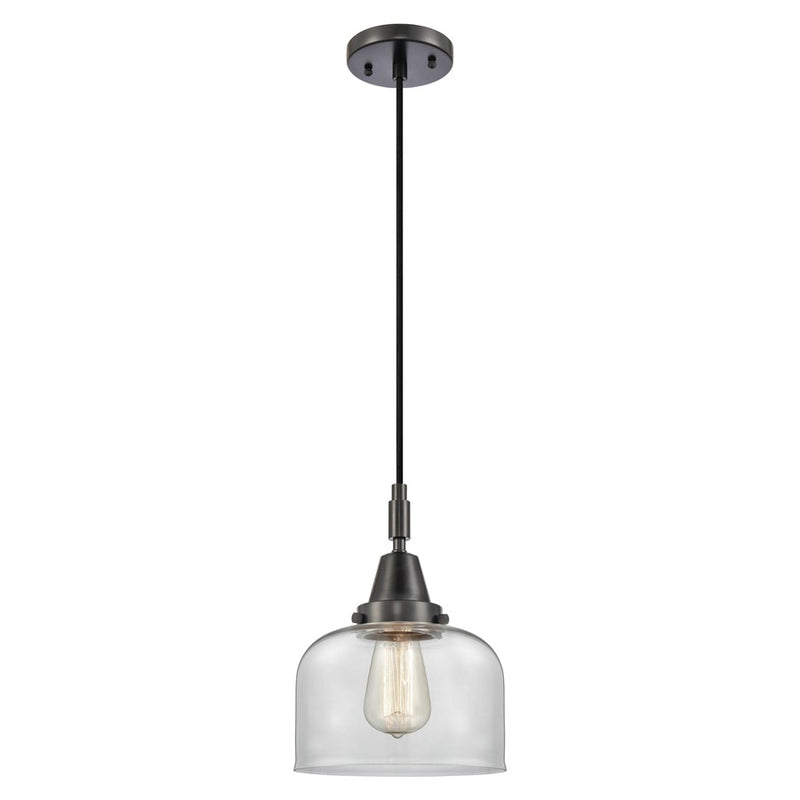 Innovations Caden Bell 1Lt 8" Cord Mini Pendant, Black/Clear - 447-1P-BK-G72