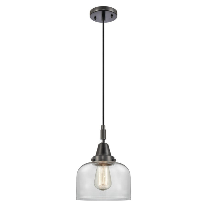 Innovations Caden Bell 1Lt 8" Cord Mini Pendant, Black/Clear - 447-1P-BK-G72