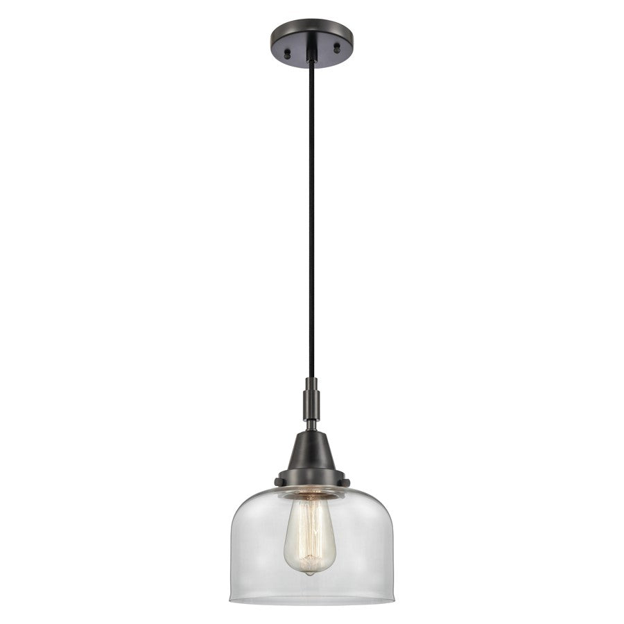 Innovations Caden Bell 1Lt 8" Cord Mini Pendant, Black/Clear - 447-1P-BK-G72