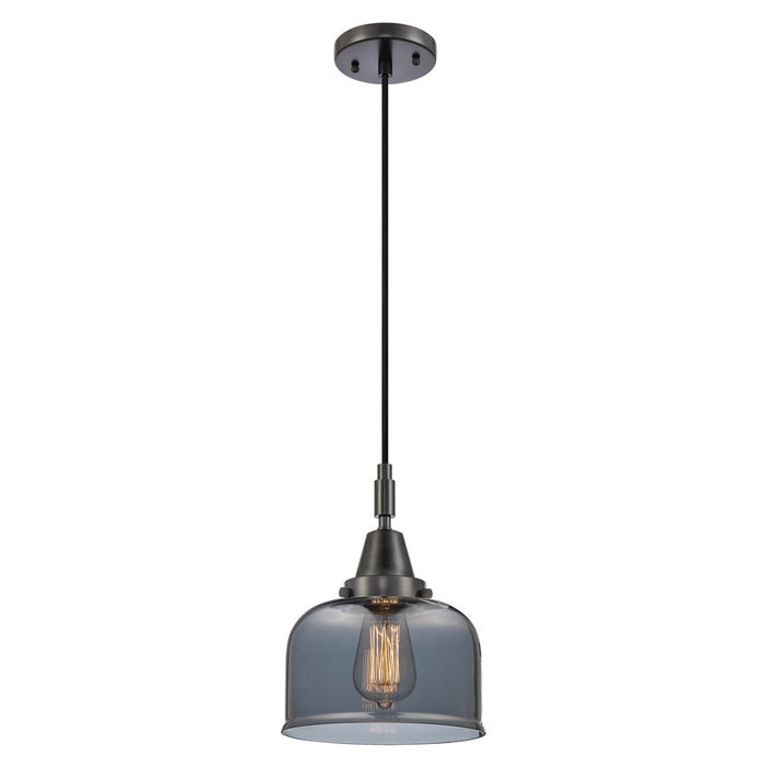 Innovations Caden Bell 1Lt 8" Cord Mini Pendant, Black/Smoke - 447-1P-BK-G73