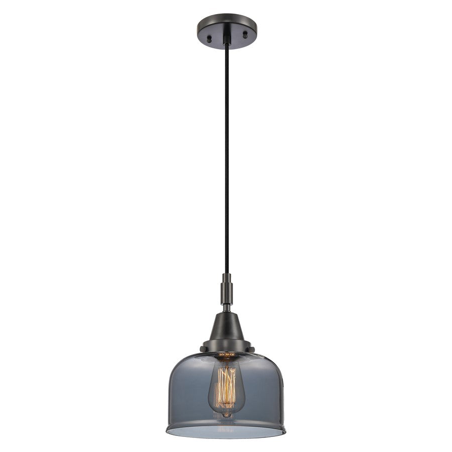 Innovations Caden Bell 1Lt 8" Cord Mini Pendant, Black/Smoke - 447-1P-BK-G73