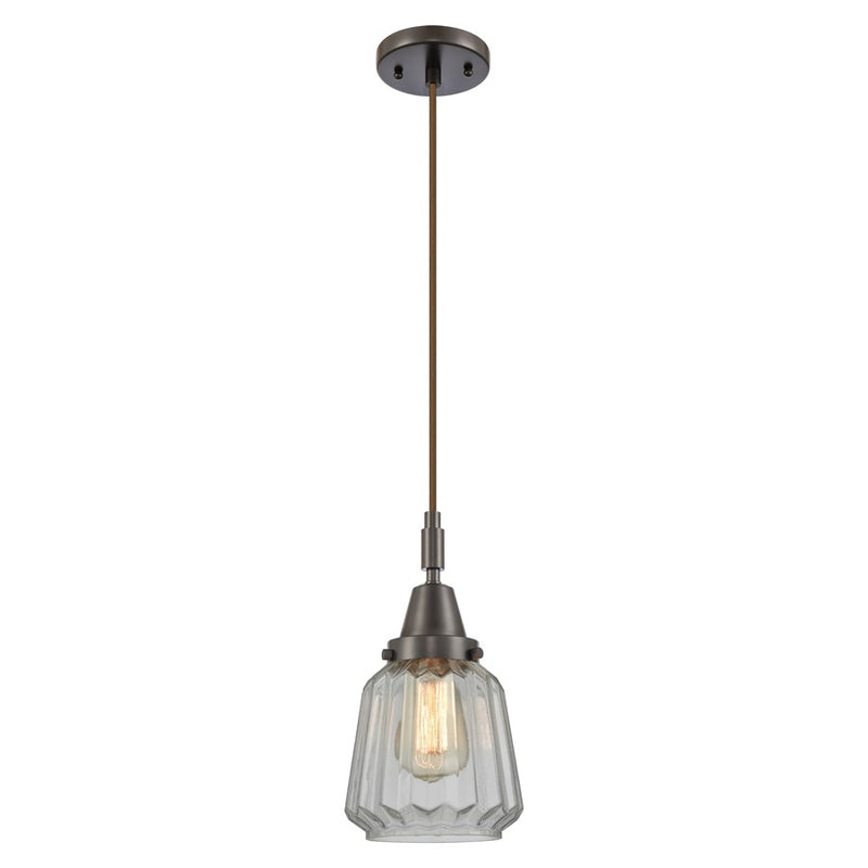 Innovations Caden Chatham 7" Cord Mini Pendant, Bronze/Clear - 447-1P-OB-G142