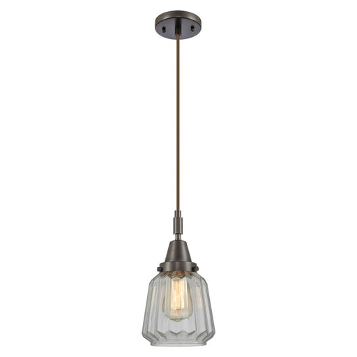 Innovations Caden Chatham 7" Cord Mini Pendant, Bronze/Clear - 447-1P-OB-G142