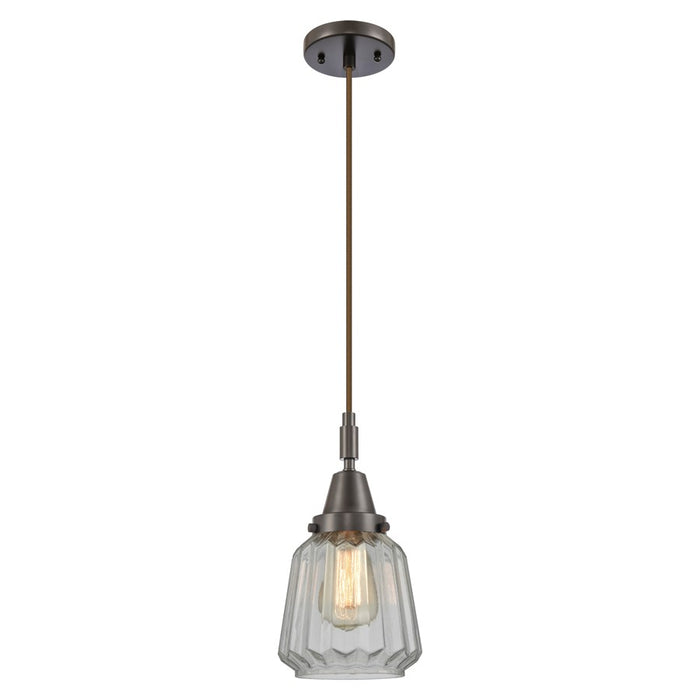 Innovations Caden Chatham 7" Cord Mini Pendant, Bronze/Clear - 447-1P-OB-G142