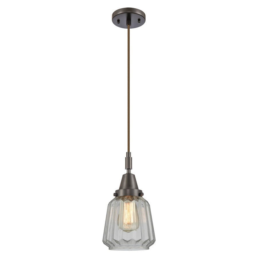Innovations Caden Chatham 7" Cord Mini Pendant, Bronze/Clear - 447-1P-OB-G142