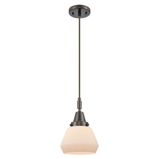 Innovations Caden Fulton 1Lt 7" Cord Mini Pendant, Bronze/White - 447-1P-OB-G171