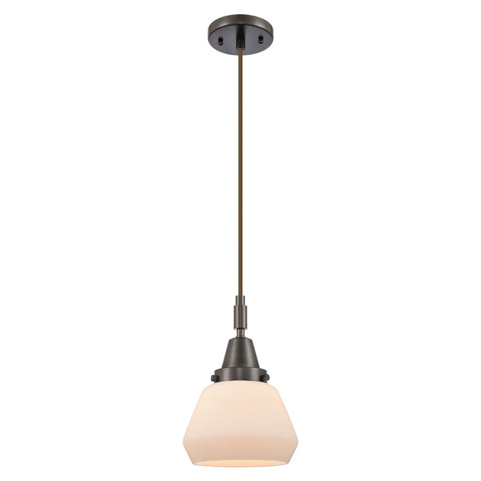 Innovations Caden Fulton 1Lt 7" Cord Mini Pendant, Bronze/White - 447-1P-OB-G171