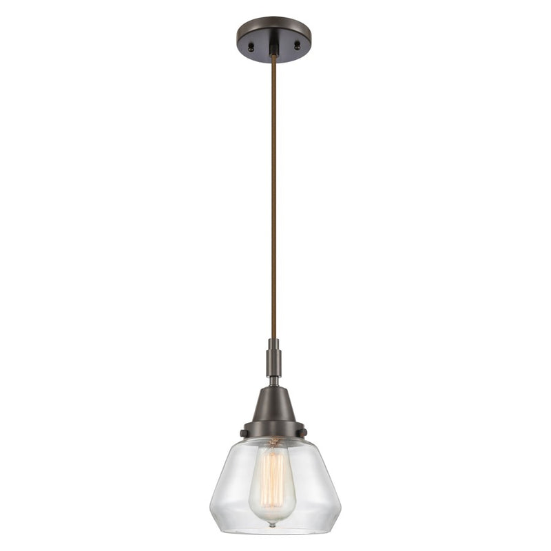 Innovations Caden Fulton 1Lt 7" Cord Mini Pendant, Bronze/Clear - 447-1P-OB-G172