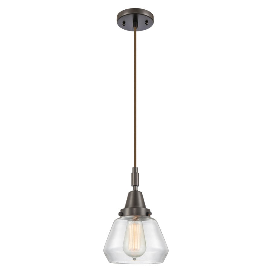 Innovations Caden Fulton 1Lt 7" Cord Mini Pendant, Bronze/Clear - 447-1P-OB-G172