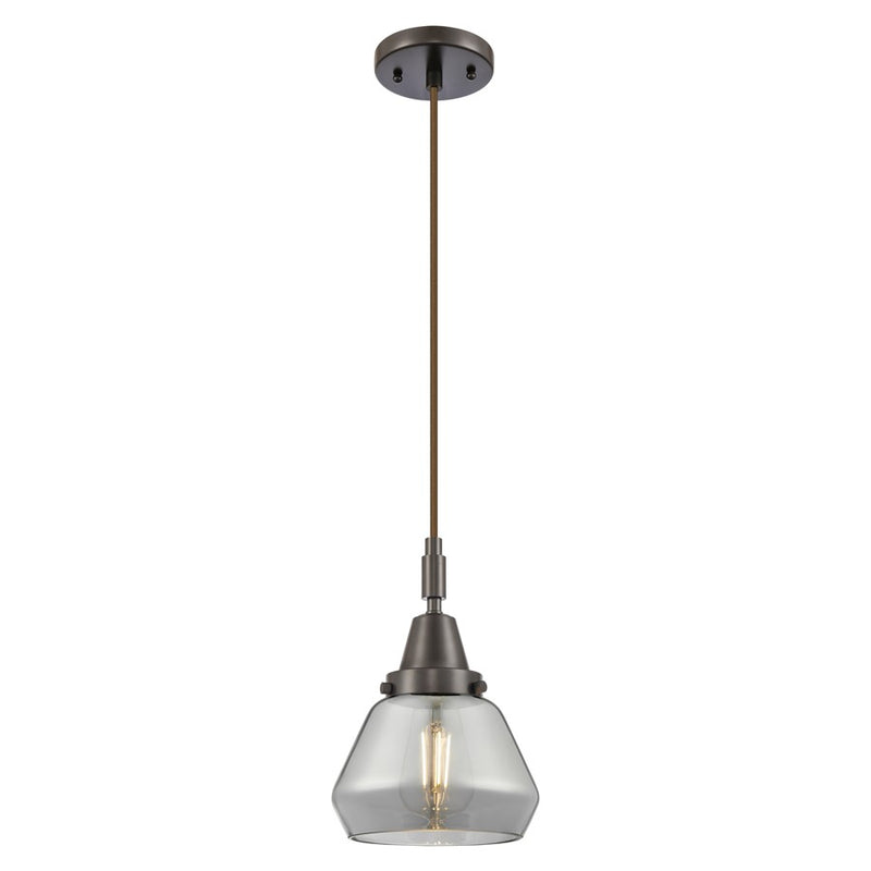 Innovations Caden Fulton 1Lt 7" Cord Mini Pendant, Bronze/Smoke - 447-1P-OB-G173