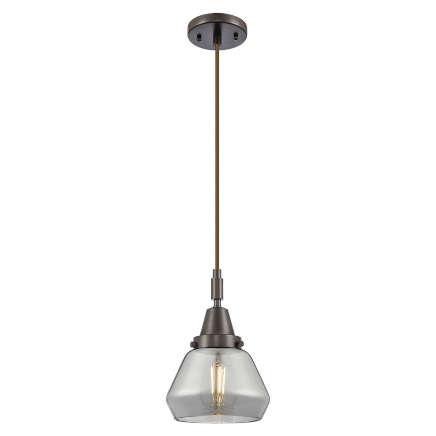 Innovations Caden Fulton 1Lt 7" Cord Mini Pendant, Bronze/Smoke - 447-1P-OB-G173