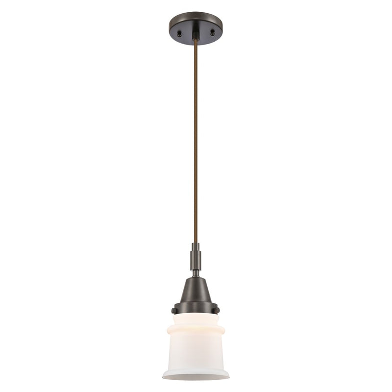 Innovations Caden Canton 5" Cord Mini Pendant, Bronze/White - 447-1P-OB-G181S