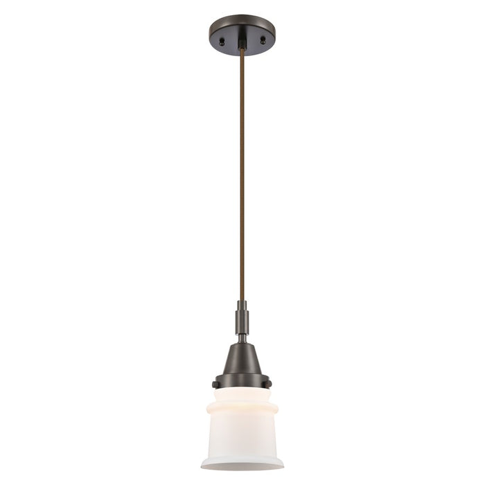 Innovations Caden Canton 5" Cord Mini Pendant, Bronze/White - 447-1P-OB-G181S
