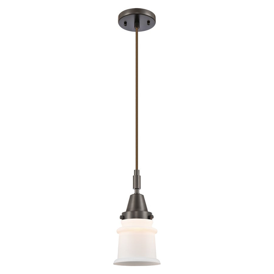 Innovations Caden Canton 5" Cord Mini Pendant, Bronze/White - 447-1P-OB-G181S
