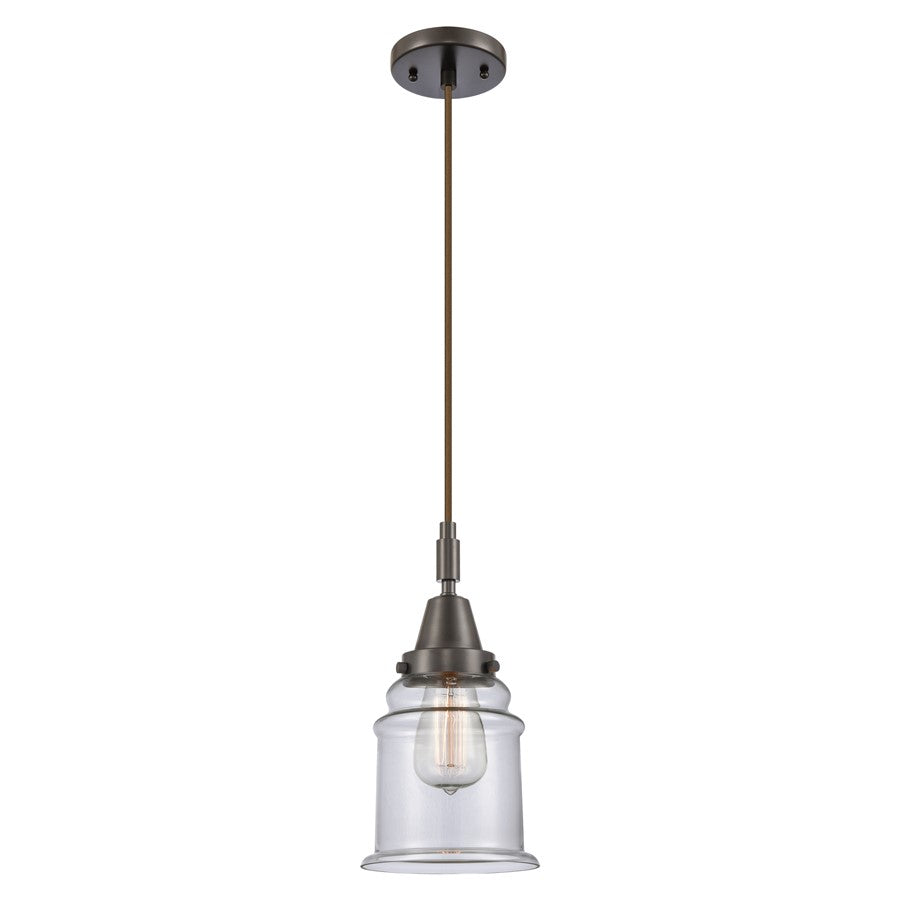 Innovations Caden Canton 1Lt 6" Cord Mini Pendant, Bronze/Clear - 447-1P-OB-G182