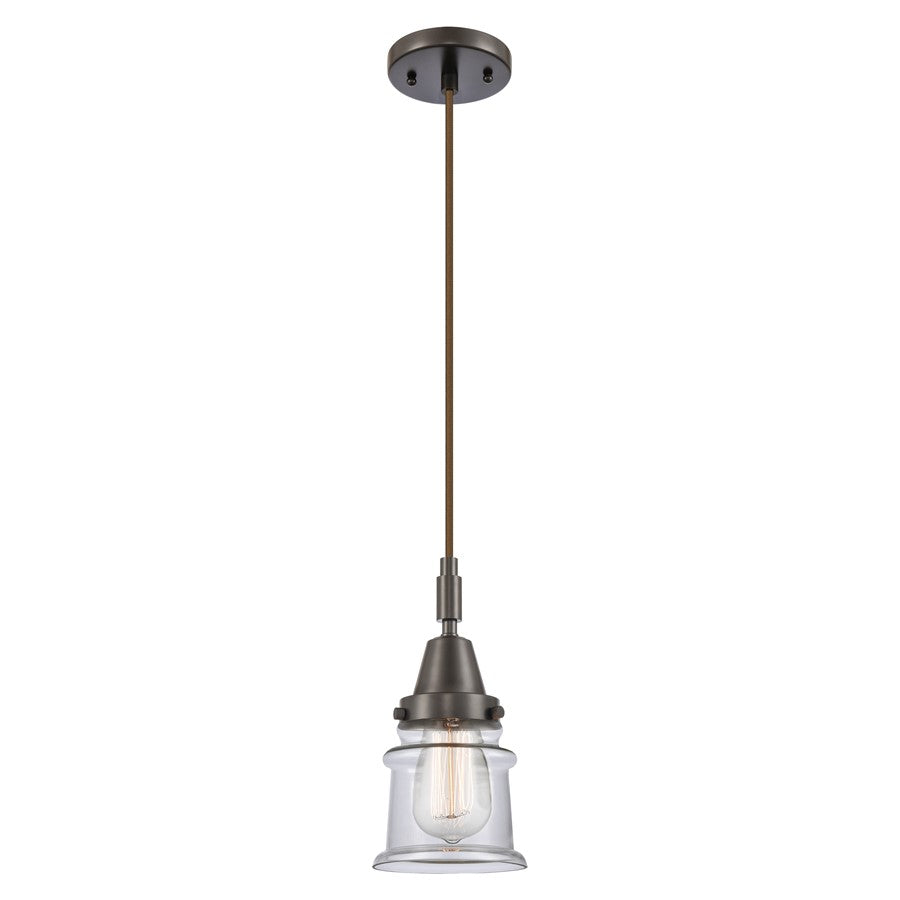 Innovations Caden Canton 5" Cord Mini Pendant, Bronze/Clear - 447-1P-OB-G182S