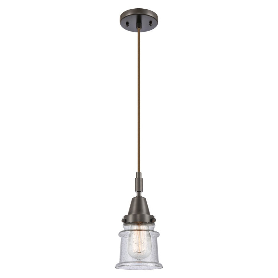 Innovations Caden Canton 5" Cord Mini Pendant, Bronze/Seedy - 447-1P-OB-G184S