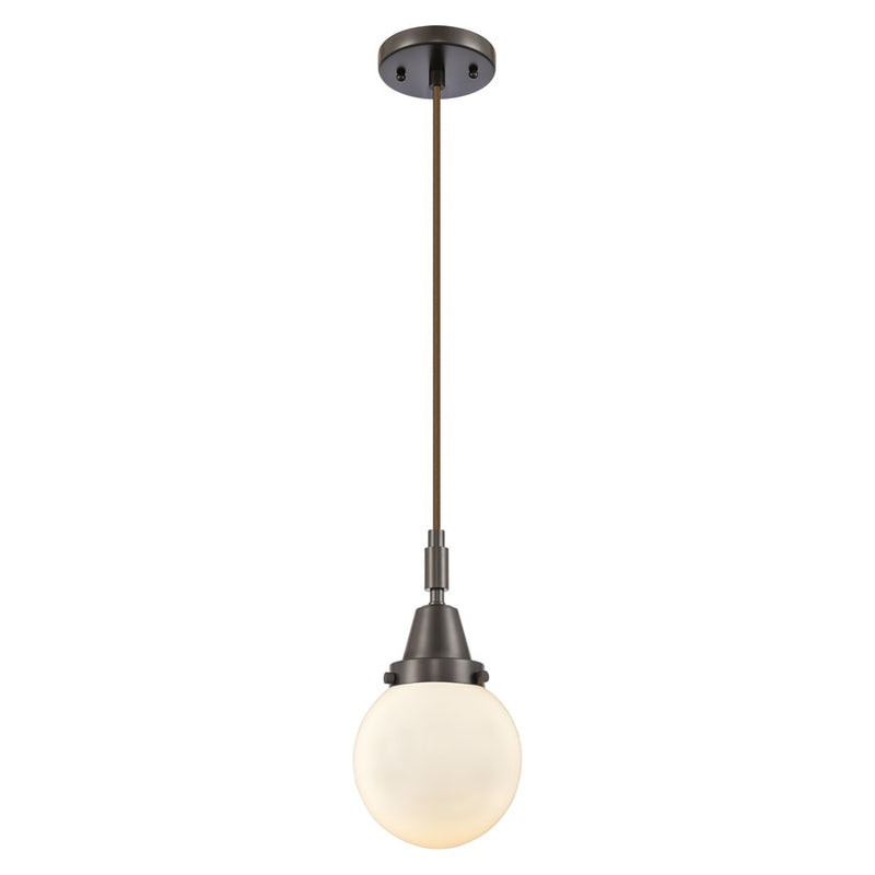 Innovations Caden Beacon 6" Cord Mini Pendant, Bronze/White - 447-1P-OB-G201-6