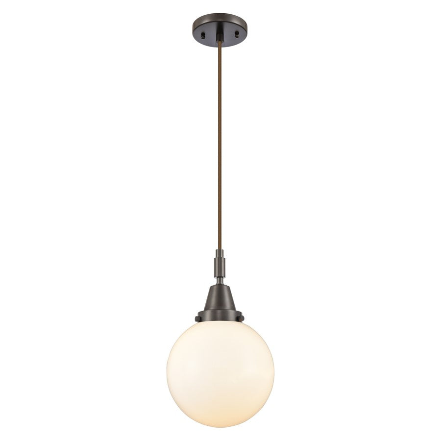 Innovations Caden Beacon 8" Cord Mini Pendant, Bronze/White - 447-1P-OB-G201-8