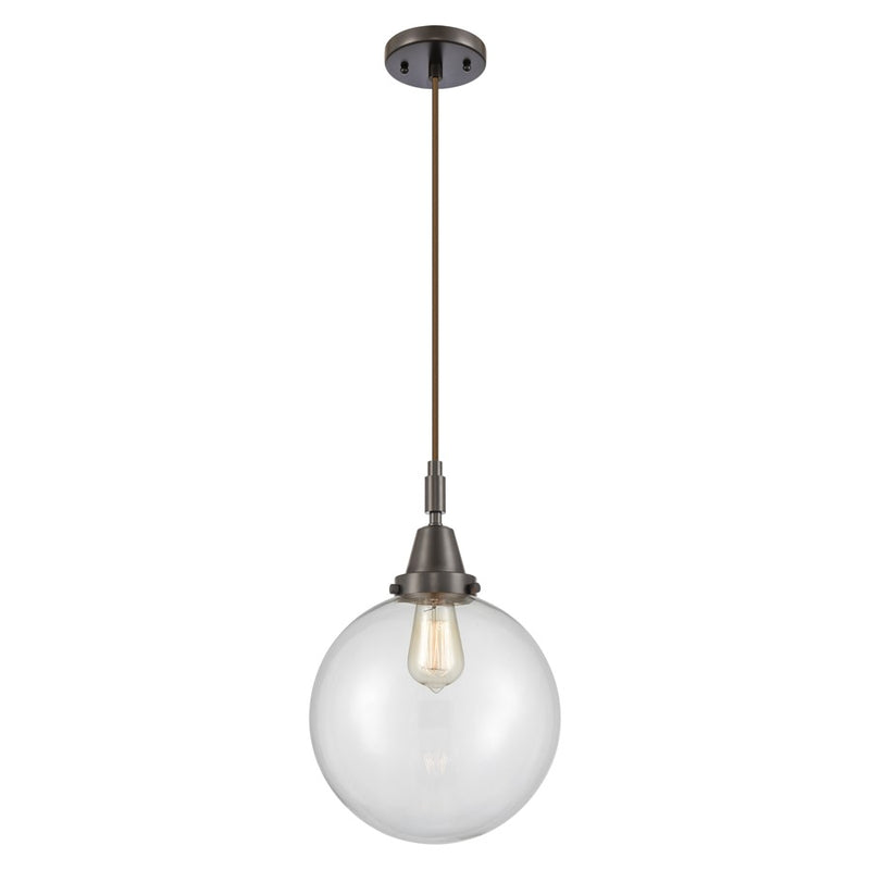 Innovations Caden Beacon 10" Cord Mini Pendant, Bronze/Clear - 447-1P-OB-G202-10