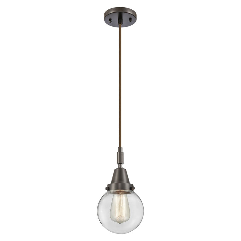 Innovations Caden Beacon 6" Cord Mini Pendant, Bronze/Clear - 447-1P-OB-G202-6